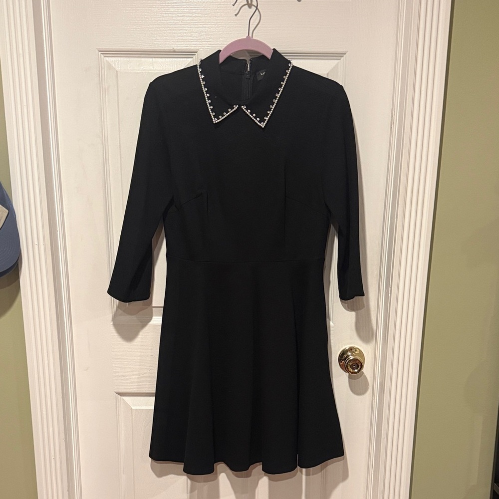 Kate Spade ♠️ Black Cocktail Dress with Pearl/Rhinestone Collar